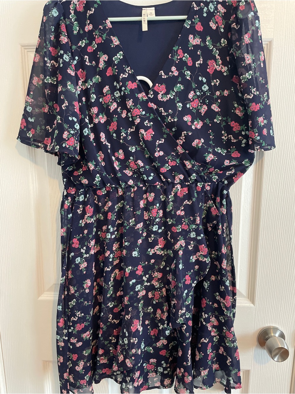 miami Navy Floral Asymmetrical Wrap Dress